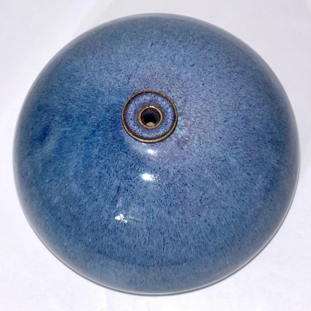 Studio Art Pottery Blue Purple Glazed Weed Pot Bud Vase Signed 5.5